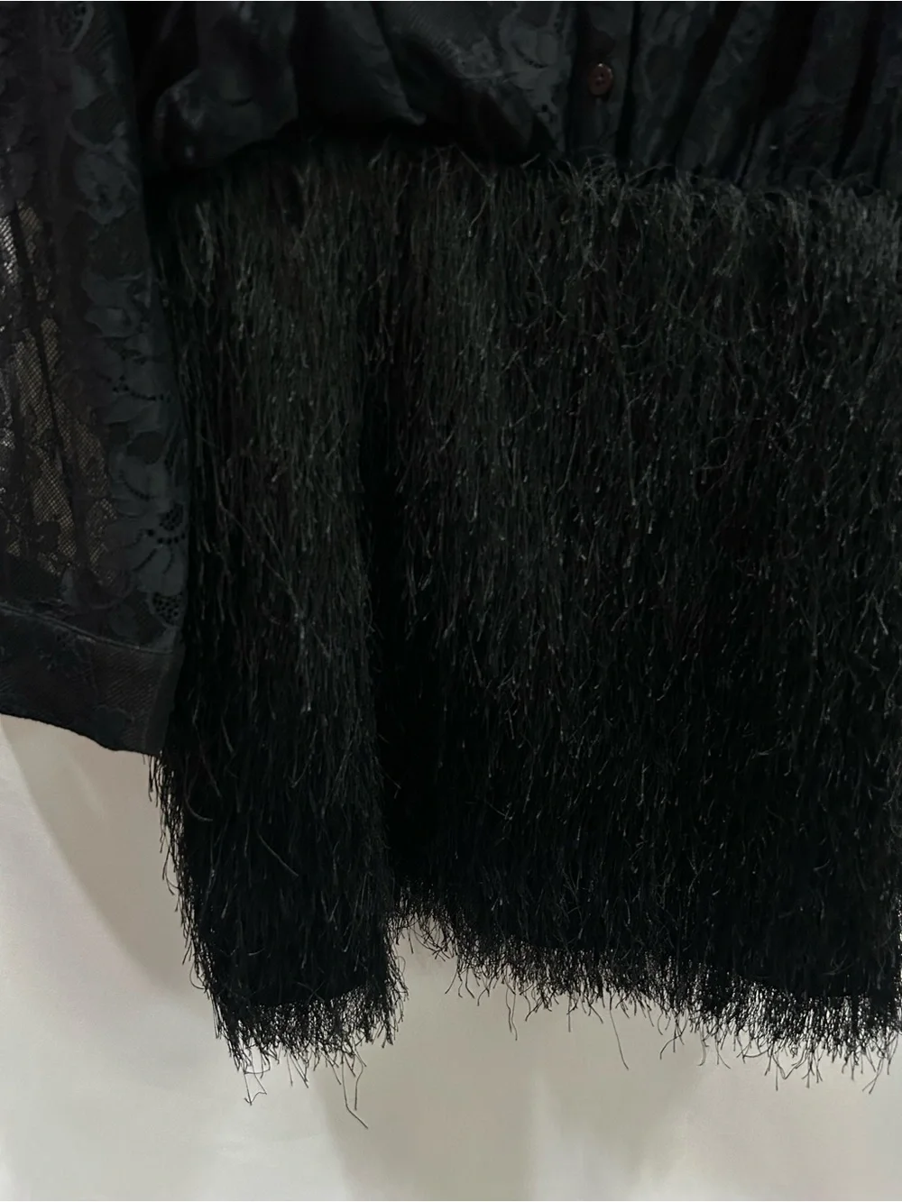 Anthropologie Maeve Black twofer Sheer Lace Blouse & Textured Fringe dress - Picture 6 of 11
